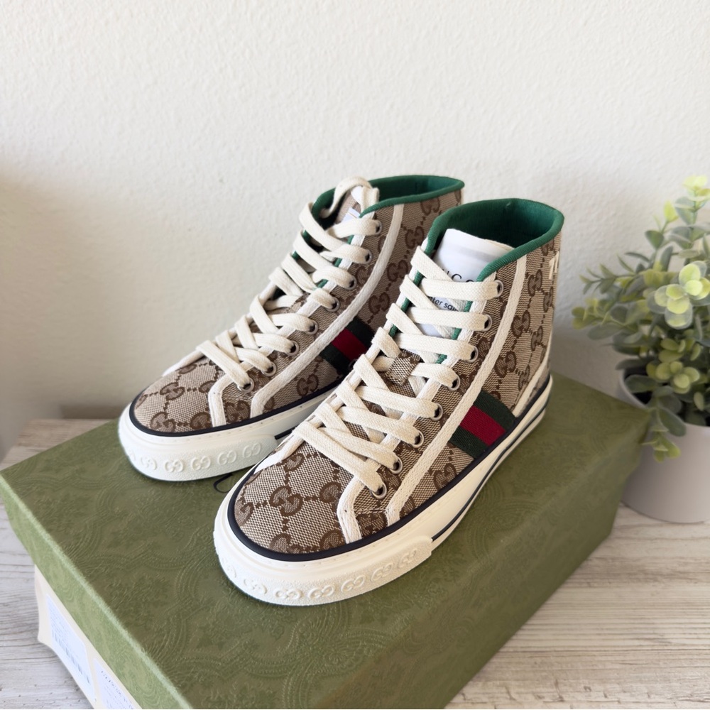 New Gucci Tennis 1977 GG Supreme high top women sneakers size IT 34.5, US 4.5